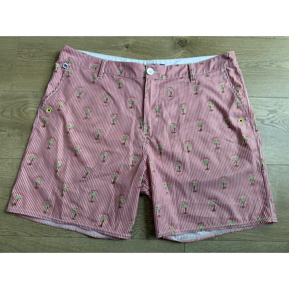 Sperry Topsider Men's Striped Palm tree Flat Front Stretch Casual Shorts size 38